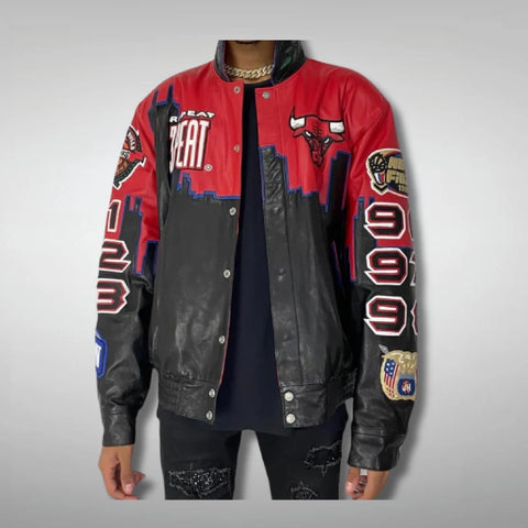 Three Peat Jeff Chicago Bulls Leather Jacket