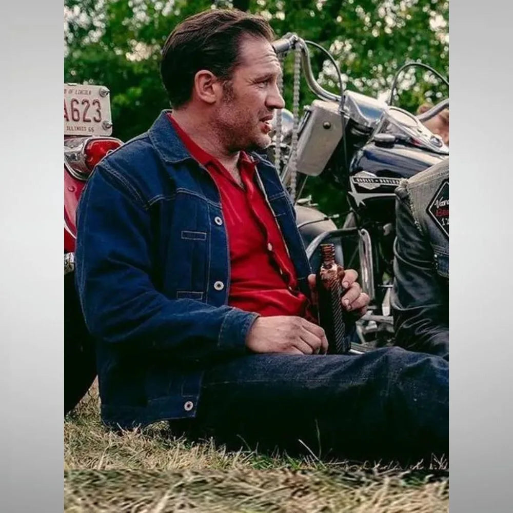 Tom Hardy The Bikeriders Blue Jacket