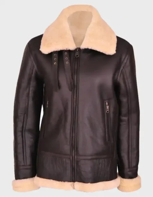 Tracy SF Brown Shearling Aviator Leather Jacket