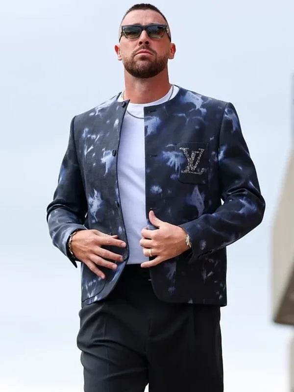 Collarless Tie Dye Fashion Jacket