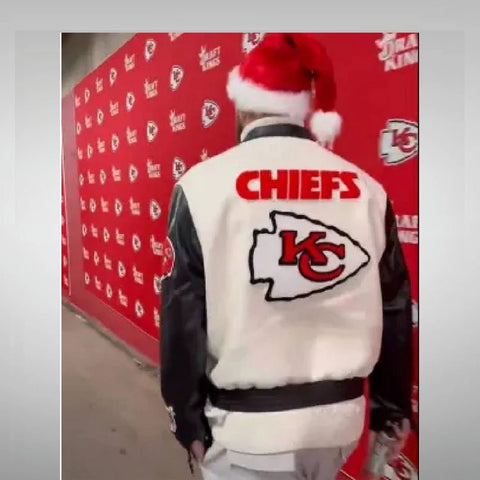 Travis Kelce Chiefs White Varsity Jacket