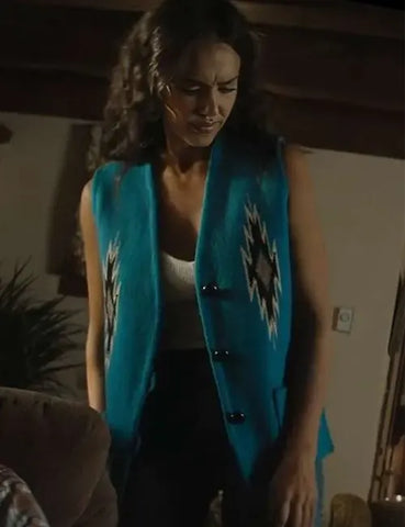 Trigger Warning 2024 Jessica Alba Blue Vest