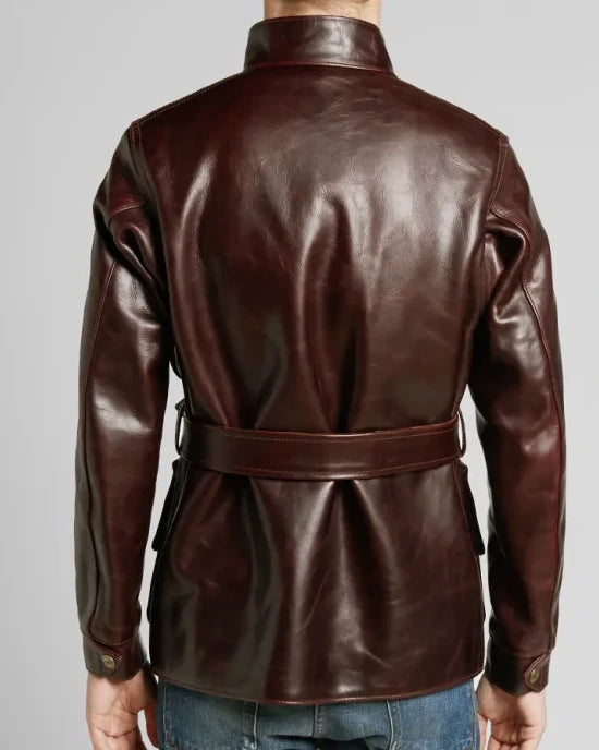 Triumph Barbour Motorcycle Brown Leather Jacket