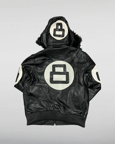 8 Ball Multiple Colors Bomber Hooded Leather Jacket