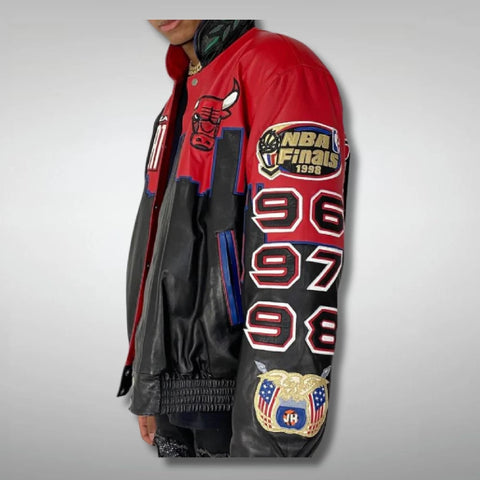 Three Peat Jeff Chicago Bulls Leather Jacket