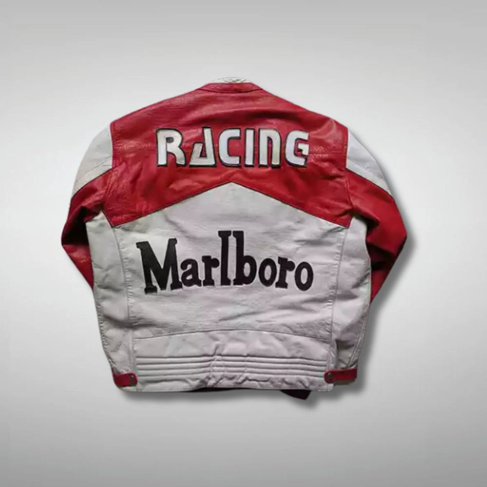 Vintage Marlboro White and Red Leather Jacket