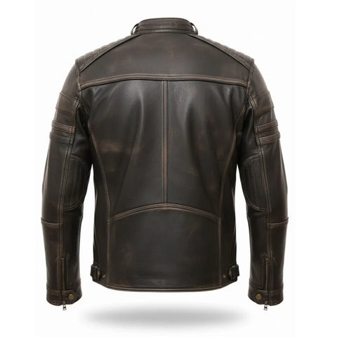Vintage Brown Leather Motorcycle Jacket