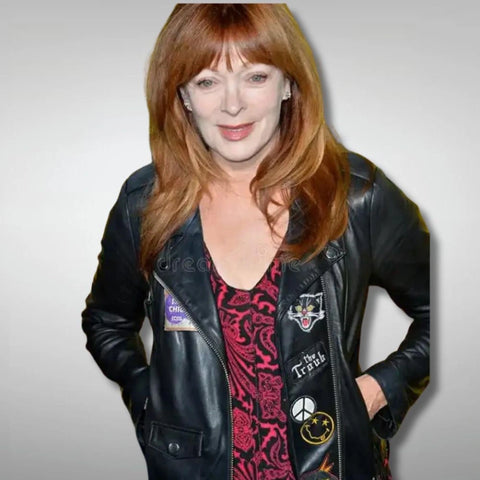 Black leather jacket Frances Fisher