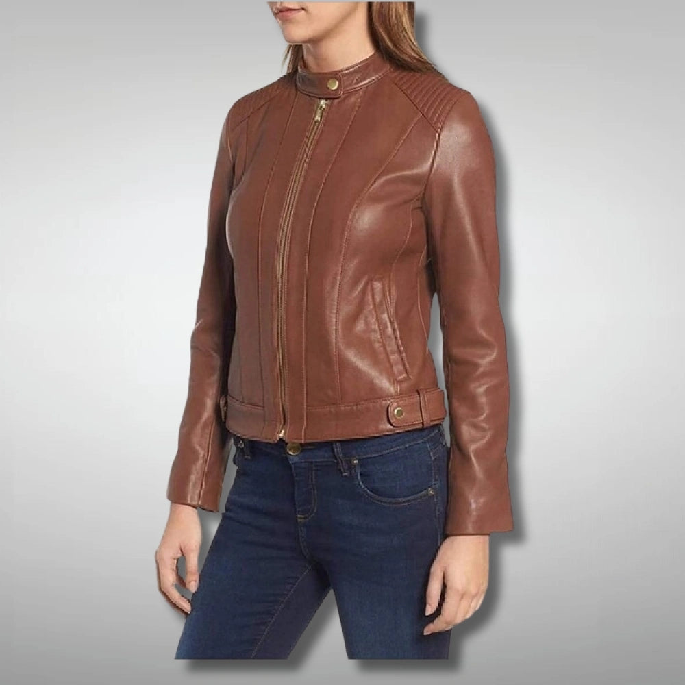 Women Brown Quilted Jacket