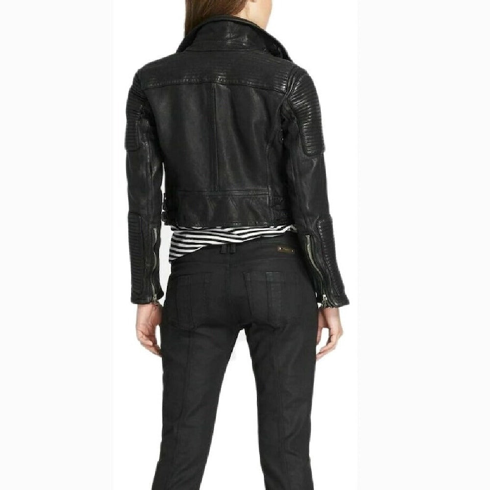 Women Fashion Black Biker Leather jacket