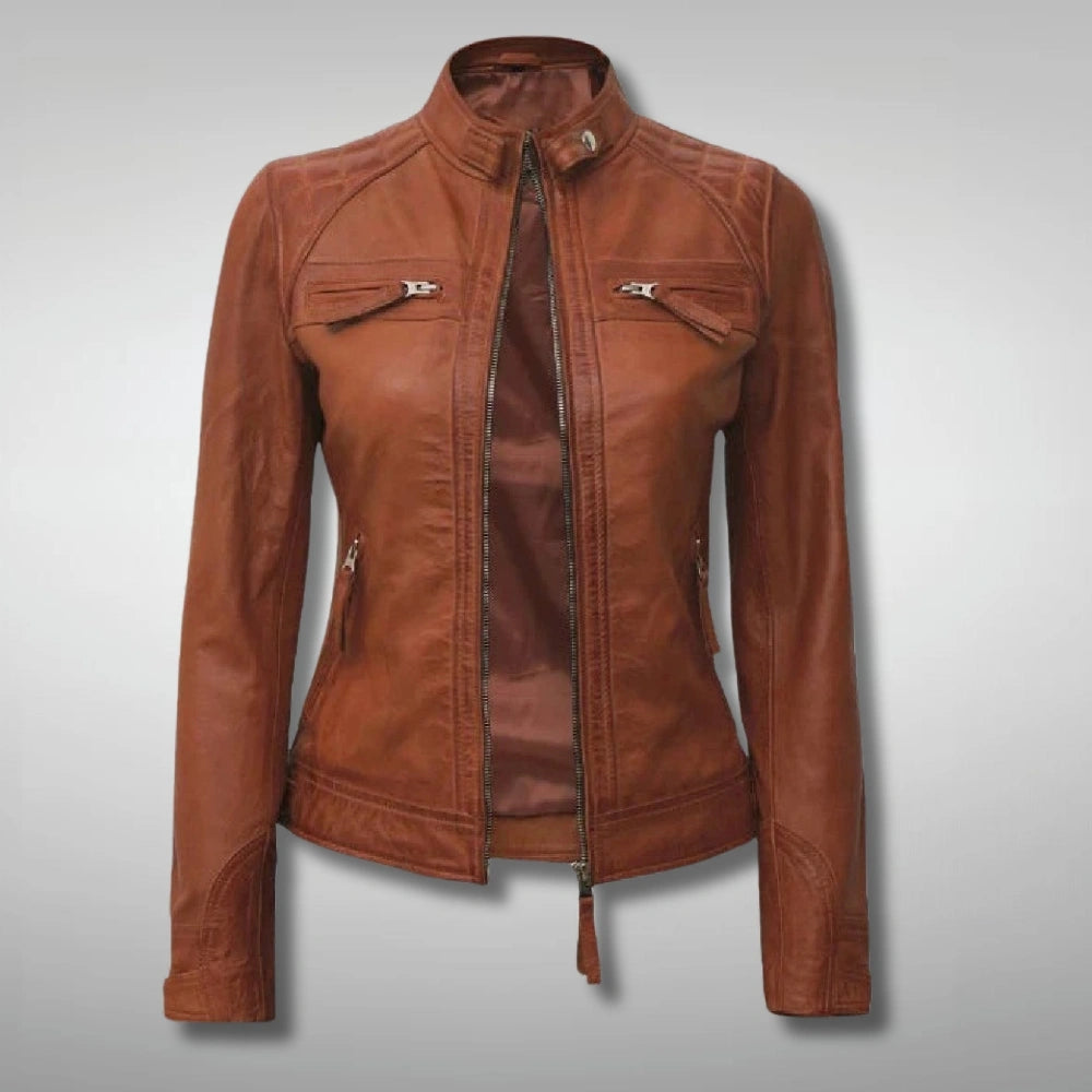 leather jacket brown colour
