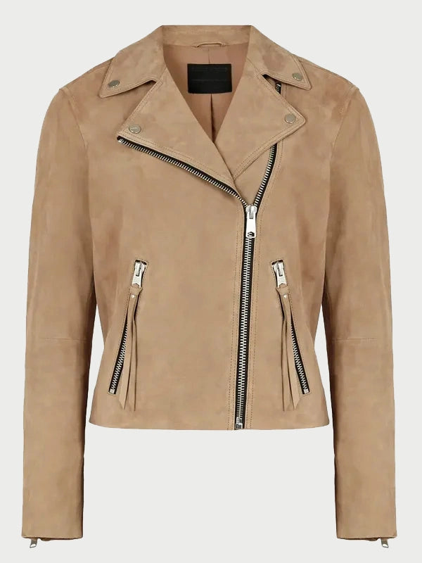 Womens-Tan-Suede-Biker-Jacket