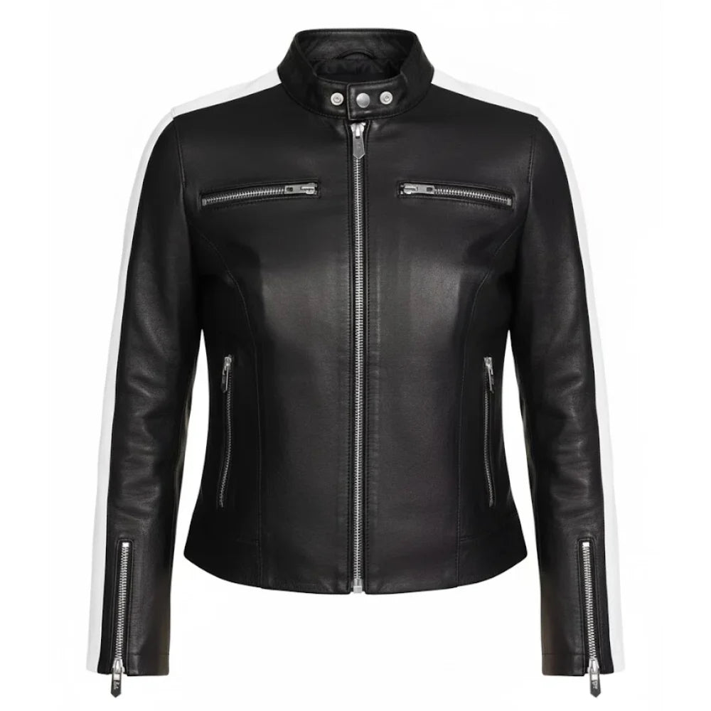 Womens Stylish Zip Leather Jacket