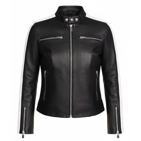 Womens Stylish Zip Leather Jacket
