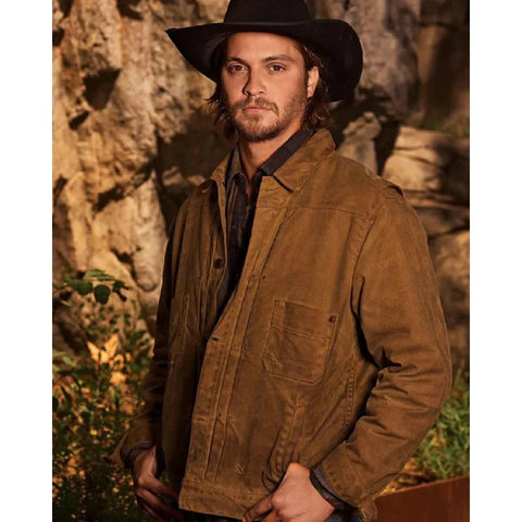 Yellowstone Season 4 Luke Grimes Brown Leather Jacket