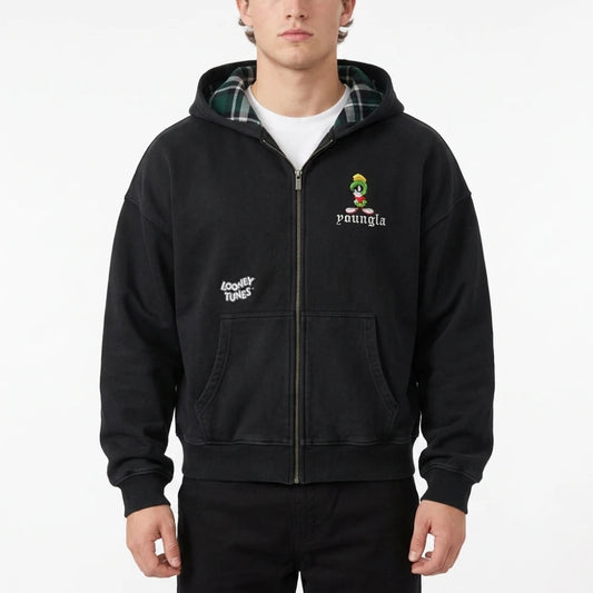 YoungLA Looney Tunes Plaid Zip Hoodie