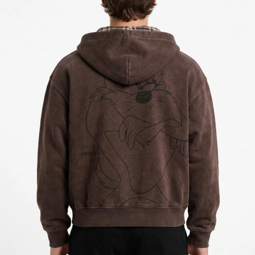 YoungLA Looney Tunes Plaid Zip Hoodie