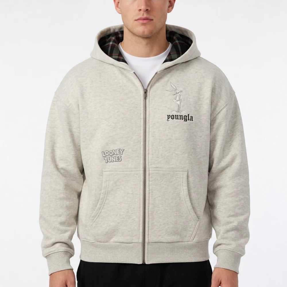 YoungLA Looney Tunes Plaid Zip Hoodie