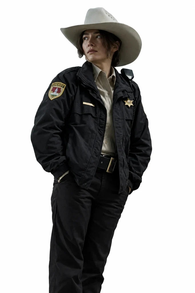 Lanterns-S01-Kelly-Macdonald-Black-Uniform-Jacket