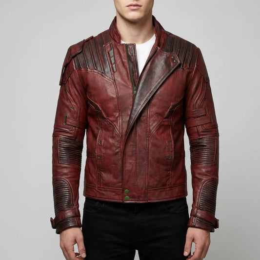 buy star lord maroon leather jacket