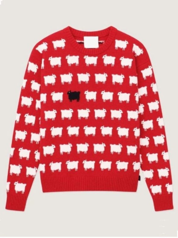 Princess Diana Red Sheep Sweater