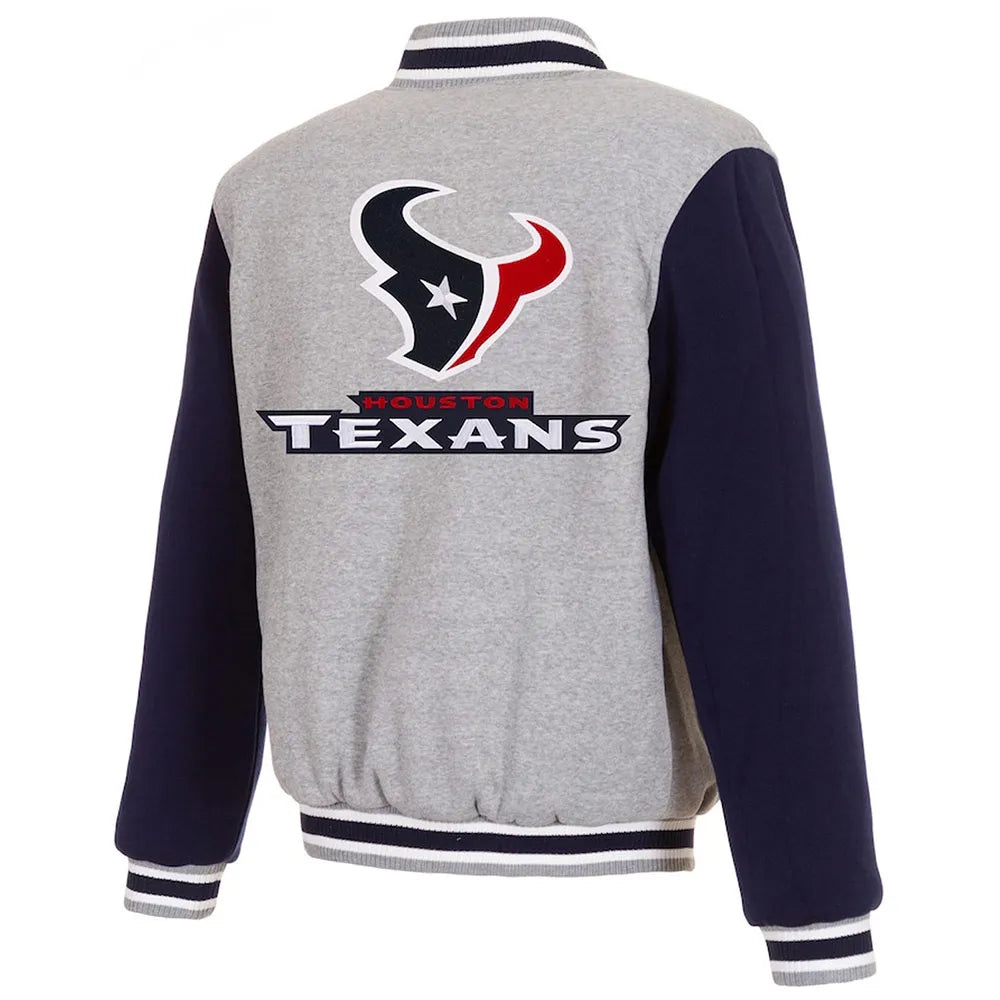 Houston Texans Varsity Gray and Navy Jacket
