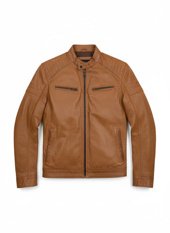 Men’s Casual Tan Brown Leather Jacket