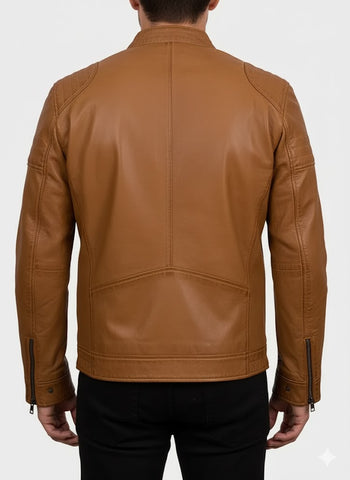 Men’s Casual Tan Brown Leather Jacket